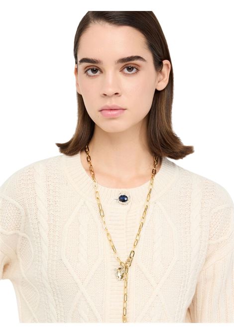 Cardigan in lana con bottoni gioiello BEIGE Liu Jo | MF5423MS04020304